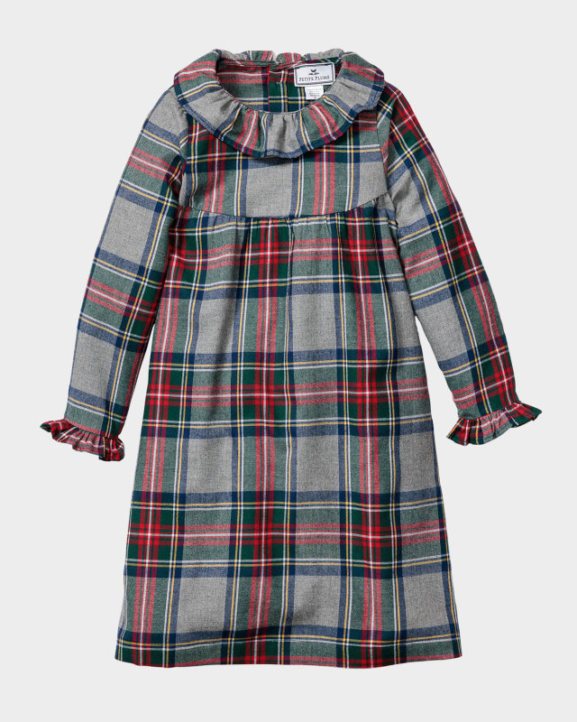 Girl's Scarlett Westminster Tartan-Print Nightgown, Size 6M-14